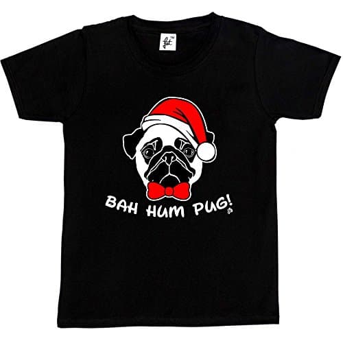 Image of Fancy A Snuggle Bah Hum Pug Scrooge Grinch Christmas Kids Boys/Girls T-Shirt Black 9-11 Year Old