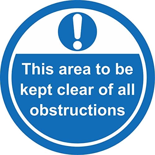 Image of This area to be kept clear of all obstructions safety sign floor sticker - Self adhesive floor graphic (600mm)