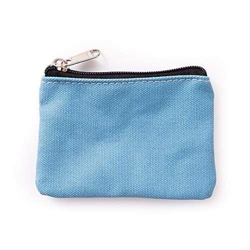 Image of Hibate Small Canvas Coin Purse Holder Wallet Zip Pouch Money Purses Bag for Women Men Kids (Light-Blue)