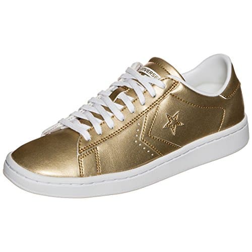Image of Converse Pro Leather Lp Metallic Ox Low-Top Sneakers, Gold, 3 UK