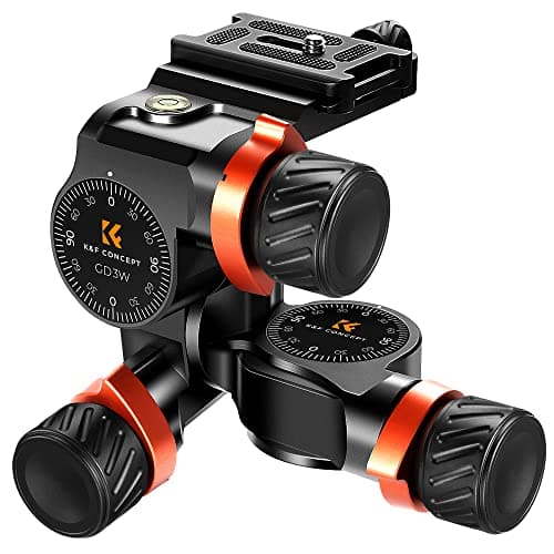 Image of K&F Concept Geared Tripod Head, 360°Panoramic 3-Way Ballhead with Quick Release Plate, 6KG Load-bearing for Macro, Star Shooting, Commercial Photography