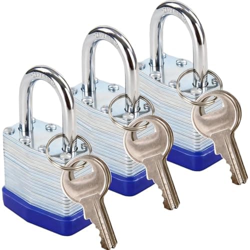 Image of SEPOX® Trinity Keyed-Alike Padlocks Outdoor, Reinforced Laminated Steel Body Heavy-Duty 40MM, Uncuttable Standard Shackle, 3-Pcs-Pack, 6-Pcs Same Keys, for Gym Locker,Toolbox, Shed, Storage