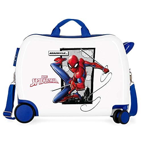 Image of Marvel 4659861 Spiderman Action Blue Kids Rolling Suitcase 50 x 38 x 20 cm Rigid ABS Combination Lock 34 Litre 2.3 kg 4 Wheels Hand Luggage, Blue (Azul)