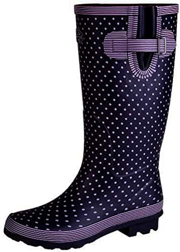 Image of Stormwells Womens/Ladies Polka Dot Wellington Boots (3 UK) (Mauve Polka Dot/Navy)