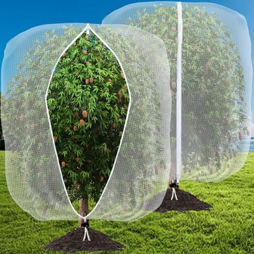 Image of 2 Pack 2.4X2.4M Insect Netting Bag with Zipper and Drawstring,Insect Bird Barrier netting Mesh Fruits Tree Blueberry Bush Netting Cover Bag,Garden Bug Netting Plant Cover for Protect Plant Fruits