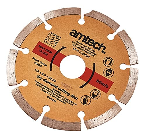 Image of Amtech - 115mm Diamond Cutting Disc, Dry Cut Design for Brick, Tile, Masonry and Stone, Ideal for DIY and Trade Projects