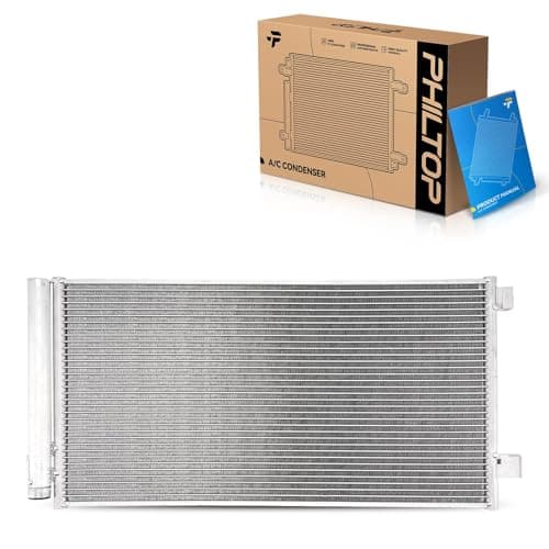 Image of PHILTOP Air Conditioning A/C Condenser for Jeep Compass 2018-2022, 2017 2.4L, Renegade 2015-2021 2.4L, Ram ProMaster City 2015-2022, Fiat 500X 2016-2018 2.4L, with Receiver Drier Replace# 30045
