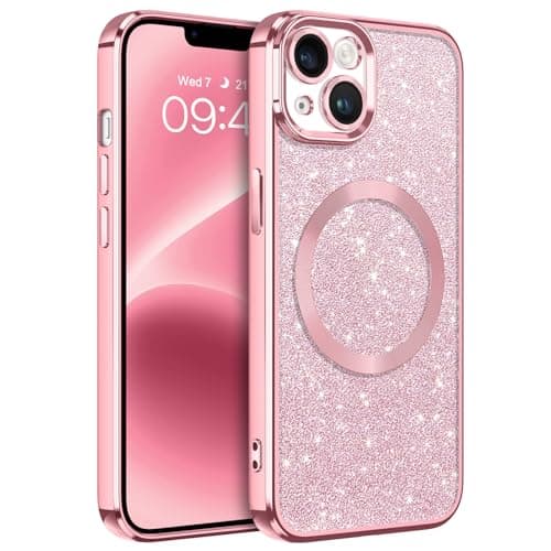 Image of GaoBao for iPhone 14 Plus Case Magnetic, Slim iPhone 14 Plus Phone Case [Compatible with MagSafe] Sparkle Luxury Shockproof Anti-Slip Women Girl Bling Phone Cover for iPhone 14 Plus 6.7", Glitter/Pink