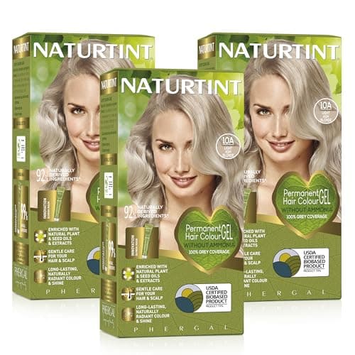 Image of Naturtint (3 PACK) Permanent Hair Colour Gel 10A Light Ash Blonde | Ammonia Free | Vegan | 100% Grey Coverage | Long Lasting Results