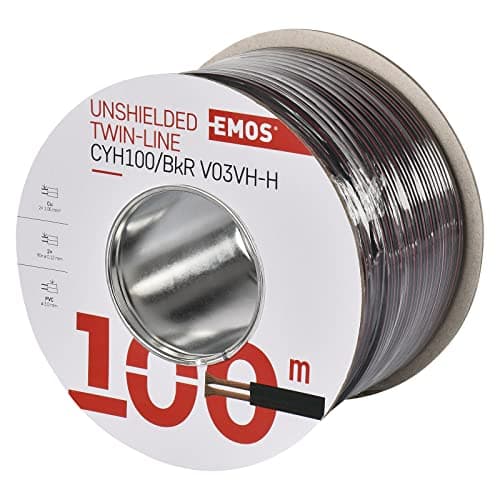 Image of EMOS S8280 Copper Cable 2 x 1.0 mm² 100 m Pure Copper for Low Voltage Black with Polarity Markings