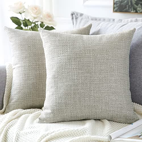 Image of Artscope Cushion Covers Set of 2 Linen Decorative Square Pillowcases Pillow Covers 40x40cm for Home Decor Sofa Bedroom Car (Khaki, 16x16)
