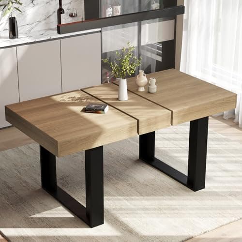 Image of GRAVFORCE Extendable Dining Table 4-6 Seater Kitchen Dinner Table 120-160cm Wooden Expandable Dining Tables for Restaurant Home Living Room Natural Wood