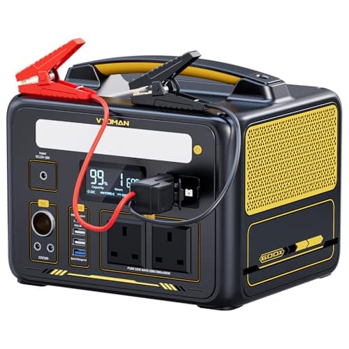 Image of VTOMAN Jump 600X Expandable Portable Power Station with Jumper Cables - 299Wh LiFePO4 Battery with 600W(Peak 1200W) AC/60W USB-C Output, Car Jump Starter for Outdoor Camping, Roadside Emergencies