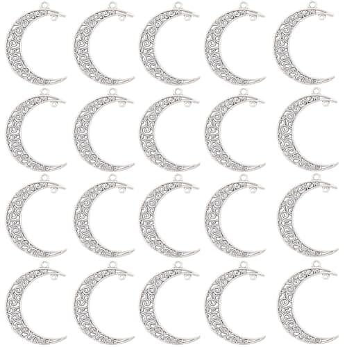 Image of SUNNYCLUE 1 Box 50Pcs Moon Connector Charms Silver Crescent Moon Charm Witchy Connectors Alloy Retro Celestial Luna Link Charm for Jewellery Making Charms Supplies DIY Necklace Bracelet Earrings Women