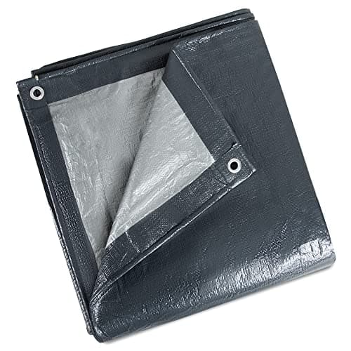 Image of ASAB Tarpaulin 4m x 6m / 13ft x 19.5ft 140GSM Tear Resistant Flame Retardant Sheet Waterproof Tarpaulin Heavy Duty UV Resistant Easy Foldable Ground Tarp Sheet Cover Camping Garden Multipurpose Grey