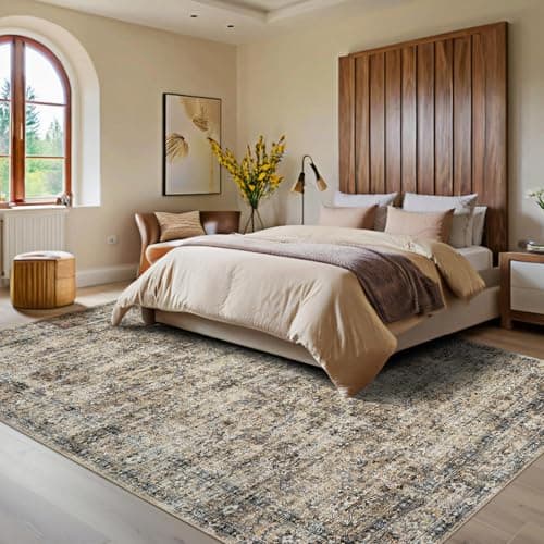 Image of LuxFocus 160x230 cm Vintage Distressed Rug, Oriental Carpet for Living Room, Non-Slip Washable Area Rug, Low-Pile Traditional Carpets for Bedroom Nursery Dining Room, Brown