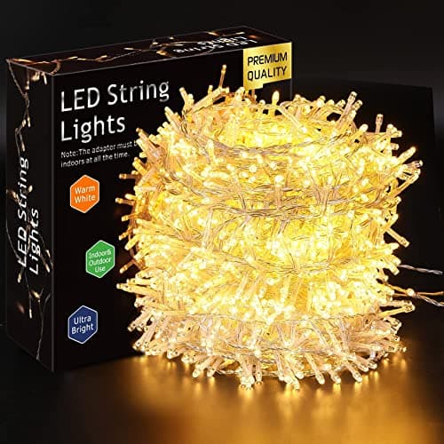 Image of ELKTRY Outdoor Christmas Lights, 50M 2000LED Christmas Tree Lights Mains Powered, Fairy Lights 8 Modes with Timer Function Waterproof for Christmas Party Wedding Garden Bedroom Decoration-Warm White