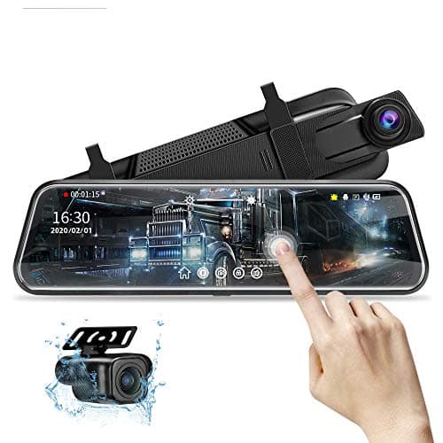 Image of 10'' Mirror Dash Cam Night Vision 1080P FHD Full Touch Screen Front and Rear View Backup Camera for Cars Loop Recording Streaming Media 170°Wide Angle Parking Assistance with 10 Meters Cable