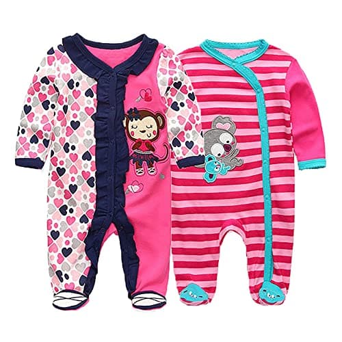 Image of MAMIMAKA Baby Rompers Pajamas Cotton Jumpsuit Boys Girls Sleepsuit Long Sleeve Footed Bodysuits One-Piece Outfits