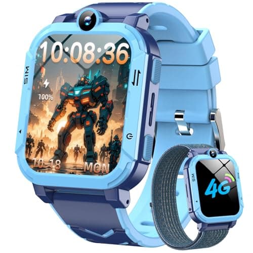 Image of Blackview 4G Kids Smart Watch for Boys Girls, GPS+LBS+Wi-Fi Tracker, SOS Call/Video Call/Phone Call/Voice Chat, Sleep Monitor, Pedometer, Class Mode, Camera, Games, Birthday Toys for 5-12 Year Olds