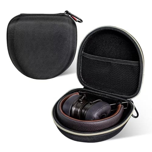 Image of On Ear Bluetooth Headphones Case Storage Carrying Bag Compatible with Marshall Major V/IV/III/II/ 5/4/ 3/2 (Black + Gold)