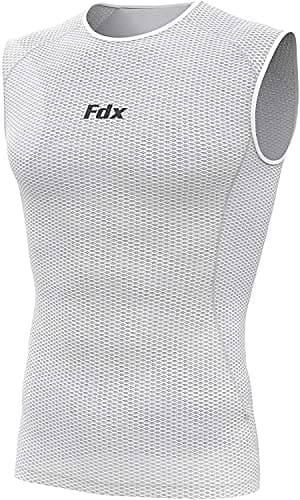 Image of FDX Cool Mesh Base Layer Sleeveless - Men, Women Summer Cycling Vest - Ultralight, Breathable, Anti-Odour Bicycle Unisex Skins Tops - Under Shirts for Running, Gym, Workout Training (White, Medium)