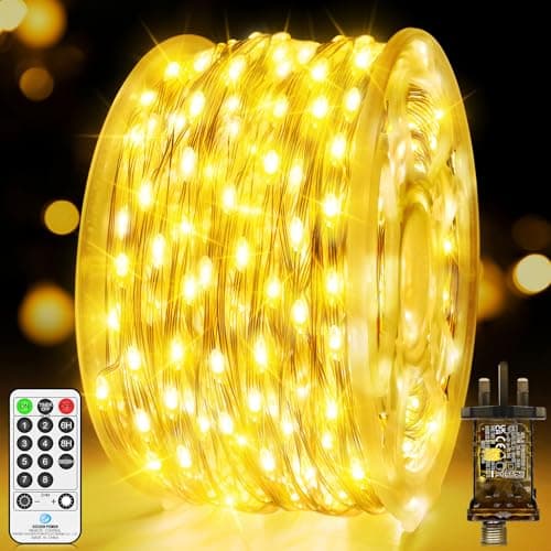 Image of JXLEDAYY 270 FT 800 LED Fairy Lights Plug in Outdoor Copper Wire String Lights Christmas Lights with Remote Timer 8 Modes for Indoor Outside Garden Tree Bedroom Party Wedding Decoration Warm White