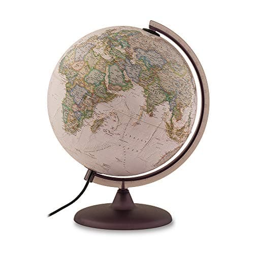 Image of Tecnodidattica – National Geographic Executive Globe | Illuminated and Revolving |Political and Physical Cartography In Vintage Style | Text in English | 12"/30cm Diameter