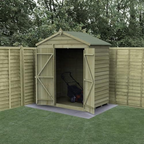 Image of Forest Garden Apex Shed 6x4 |Double Door |No Window |Including Wooden Shed Base |25 Year Anti-Rot Guarantee