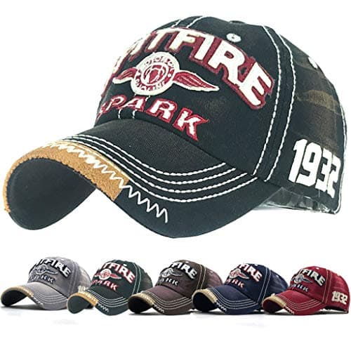Image of CheChury Distressed Baseball Cap for Mens Vintage Trucker Hat Men Cotton Embroidered Snapback Casual Baseball Cap Unisex (Black)