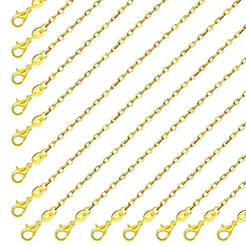 Image of 26 Pack Gold Necklace Chains for Jewellery Making, Bulk Gold Plated Cable Chain Snake Link Cable Jewelry Chain DIY Chains for Men Women Necklace Bracelet DIY Jewellery Making Repair (18Inches 1.6mm)
