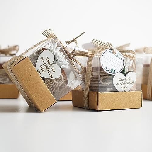 Image of Pack of 10 Wood Tealight Candle Holder, Bridal Shower Tealight Holder Thank You Gifts, Wedding Party Favors for Guests, Wooden Cylinder Candle Holders for Table Centerpiece (LIGHT BROWN- HEART)
