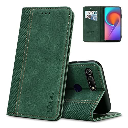Image of AKABEILA Case for Honor View 20 / V20 PU Leather Flip Wallet Case with Magnetic Closure Kickstand Card Slot Shockproof Green