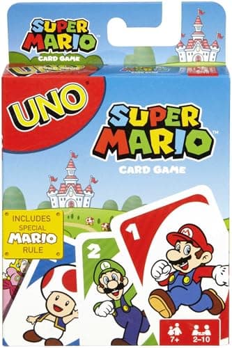 Image of UNO Super Mario Card Game Animated Character Themed Collector Deck 112 Cards with Character Images, Gift for Kids Ages 7 Years Old & Up, DRD00