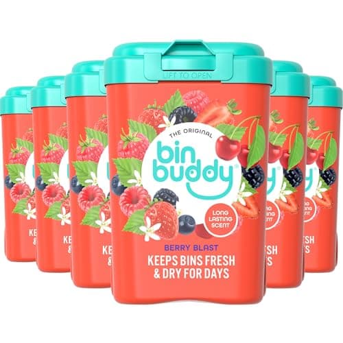 Image of Bin Buddy Berry Blast, Pack of 6 - Leaves Your Bin Fresh and Smelling Great – Suitable for Indoor, Kitchen, Bathroom, Compost, Food Waste and Outdoor Wheelie Bins