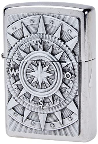 Image of Zippo - Windproof Lighter, Compass, Brushed Chrome, Emblem, Refillable, Reusable, Windproof Design, Gift Box, Made in the USA