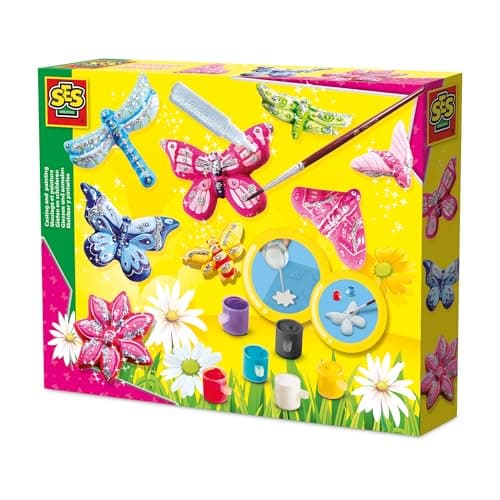Image of SES Creative 01131 Children's Butterfly Glitter Casting and Painting Set, for 5 years to 9 years , Black