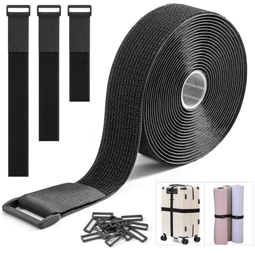 Image of Trilancer 3.8cm x 5m Heavy Duty Hook and Loop Straps with 15 Buckles – Adjustable, Cut-to-Length, Reusable Cinch Straps for Securing Cables, Hoses, Pipes, and More