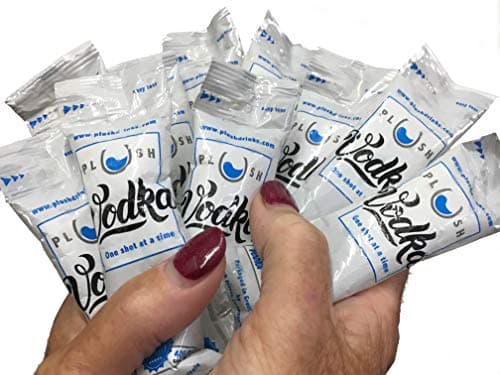 Image of Plush Drinks Vodka Miniatures - Ten x individual 25ml shots of premium vodka in an easy-to-carry, easy-to-open flexible pouch. Perfect for parties, festivals, concerts, regattas or picnics.