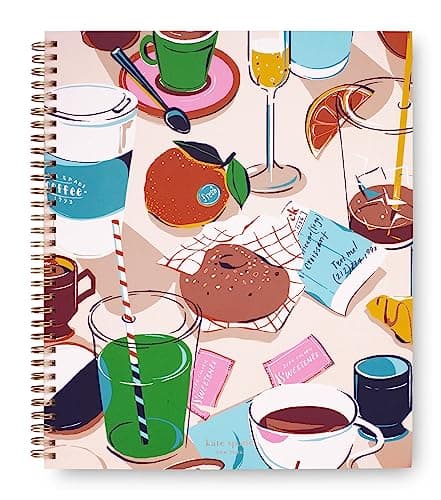 Image of Kate Spade New York Large College Ruled Notebook, 11" x 9.5" Spiral Notebook with 160 Pages, Rise and Shine