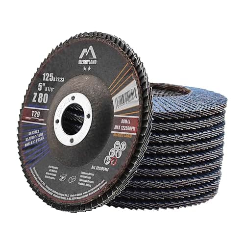 Image of Merryland Flap Disc 125 Metal for Angle Grinder, 125mm 80 Grit T29 Flap Wheel 10 Pieces, Blue Zirconium Corundum INOX Stainless Steel Iron Universal 5 inch, Craft-Line FC1108414-10