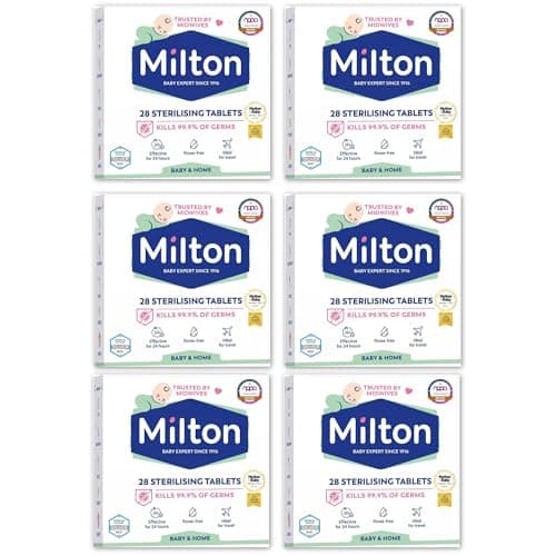 Image of 6 x 28 Milton Sterilising Tablets for Cleaning Baby Feeding Accessories and Breastfeeding Equipment Cleaning Baby Bottles Rinse-Free Ideal for Travel Home Household Hygiene (168 Tablets)