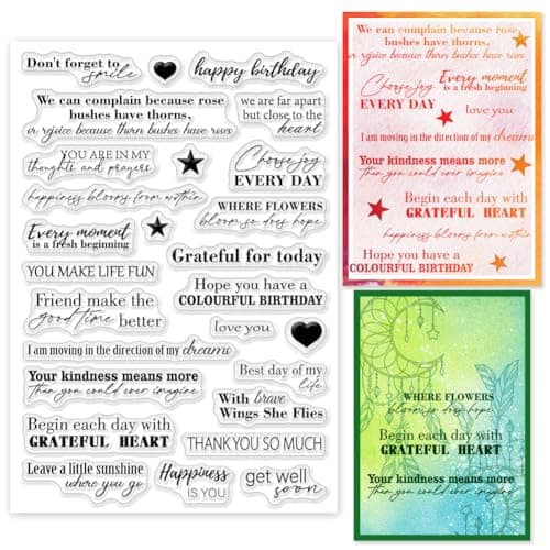 Image of INFUNLY Inspirational Words Clear Stamps 6.3x4.3 Sentimental Blessing Words Pattern Rubber Silicone Transparent Seal Stamps for Holiday Card Making Decoration DIY Scrapbooking Photo Album Journaling