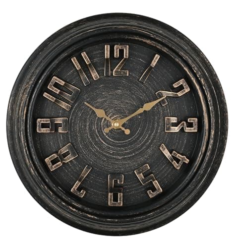 Image of DIYZON Country Style 16 Inch 3D Font Wall Clock Silent Non Ticking, Classicl Retro Timepiece Battery Powered Home, Large Numbers Easy Read, Suitable for Indoor Living Room - Bedroom - Kitchen