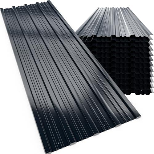 Image of GARDEBRUK® 12x Corrugated Metal Roofing Sheets for Garden Shed, Metal Sheds, Plastic Sheds & Greenhouse | 7m² Galvanised Roof Panels for Outdoor Storage, Bin Store & Bike Shed | Anthracite 129x46cm