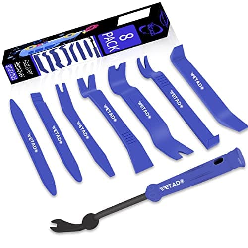 Image of Wetado Trim Removal Tool, Car Upholstery Repair Kit, Car Door Audio Panel Trim Removal Set, Fastener Terminal Remover Tool Adhesive Cable Clips Pry Kit Auto Clip Pliers 8PCS (Blue)