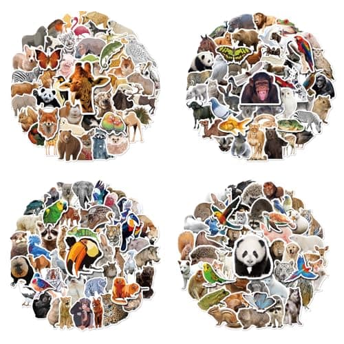 Image of Bojueshaw 200pcs Waterproof Wildlife Animal Stickers, Realistic Animal Stickers for Teachers, Kids, Students, Water Bottle, Laptop, Scrapbook