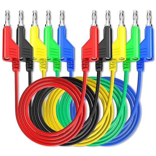 Image of Cleqee 5PCS 4mm Stackable Banana Plug to Banana Plug Multimeter Test Leads Double-ended Banana Pulg Pluggable Flexible Soft Cable Wires 3.3ft/1m for Multimeter Electrical Testing