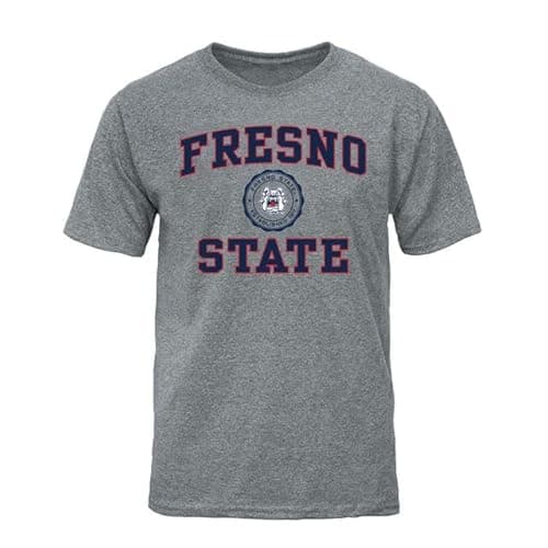 Image of Barnesmith Short Sleeve T-Shirt, Cotton Poly Blend, Unisex, Heritage Logo, Grey, NCAA Colleges, Fresno St - Charcoal Heather, XXL