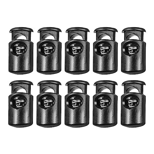 Image of Trimming Shop Cord Lock Spring Loaded Single Hole Toggle Stopper for Luggage, Lanyard, Clothing, DIY Projects, Backpack, Sportswear, Shoelaces, Jackets, Black, 10pcs
